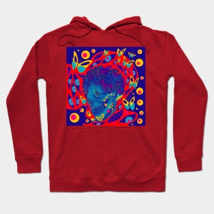 the floral calavera skeleton monster in ecopop underworld pattern art Hoodie